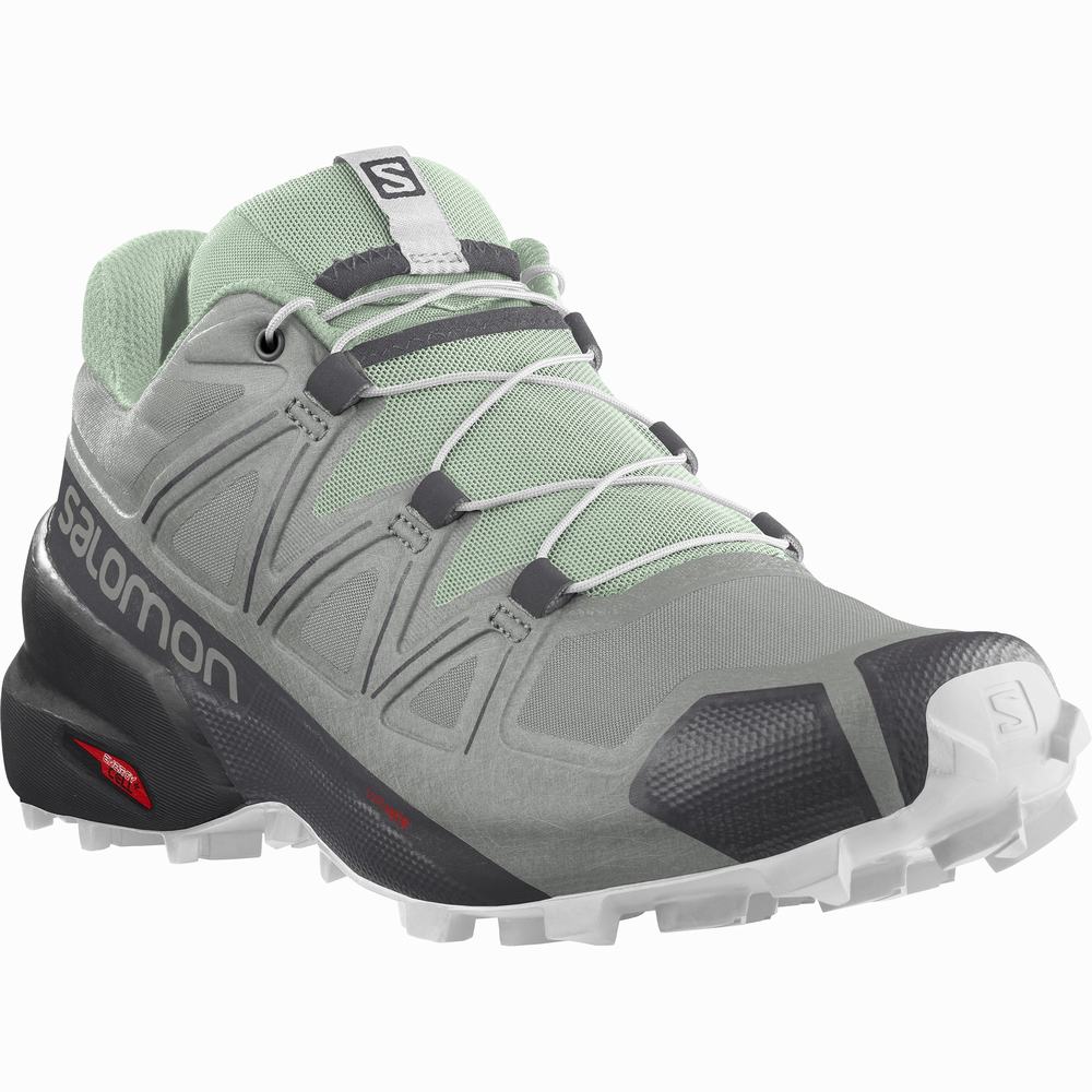 Women's Salomon Speedcross 5 Trail Running Shoes Grey/Turquoise | NZ-8713425