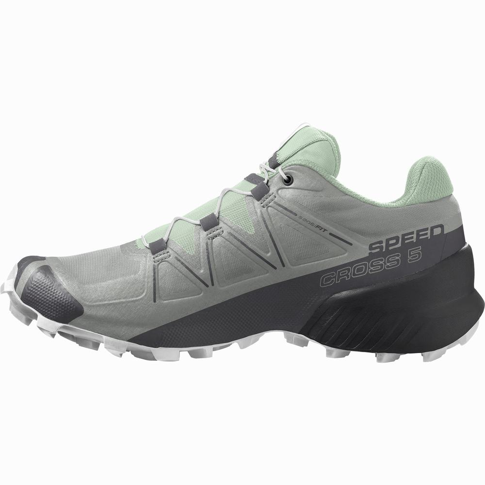 Women's Salomon Speedcross 5 Trail Running Shoes Grey/Turquoise | NZ-8713425