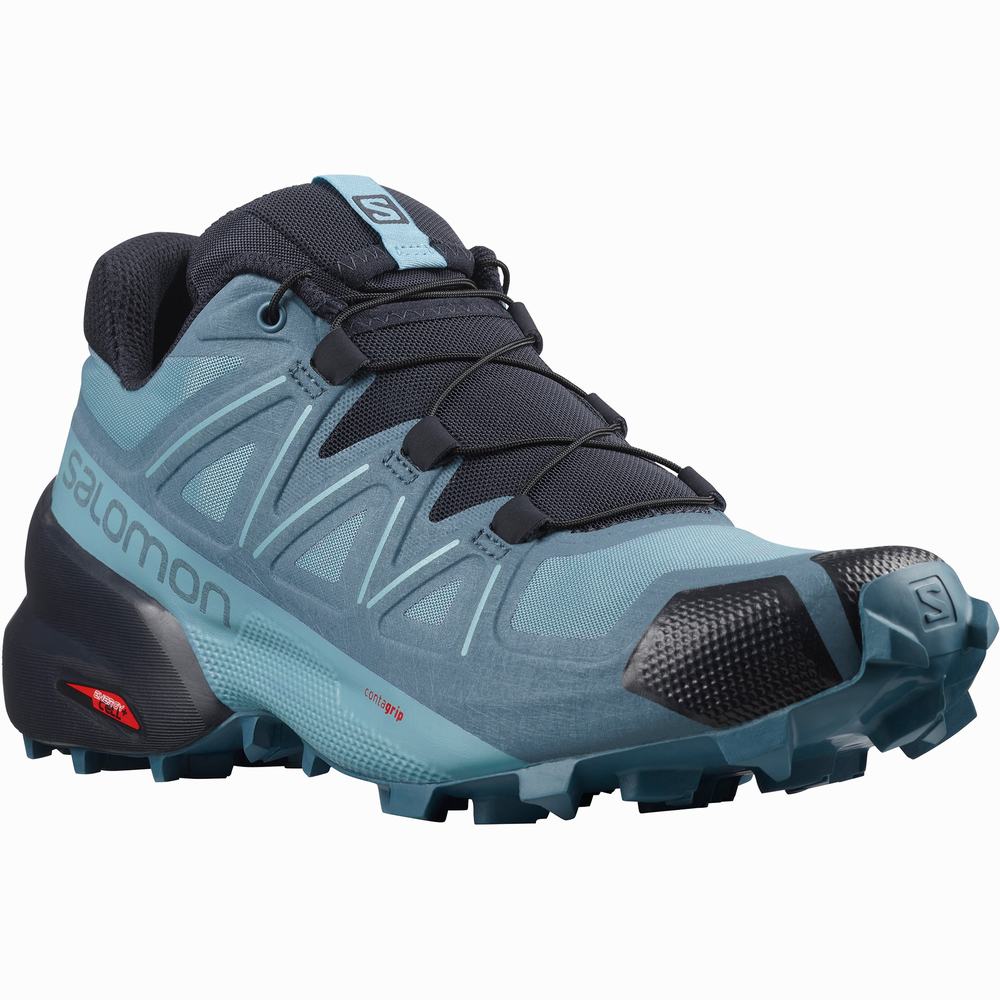 Women's Salomon Speedcross 5 Trail Running Shoes Blue Grey/Blue | NZ-9765413