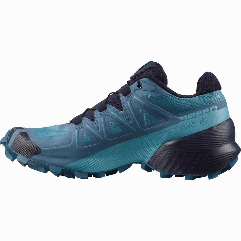 Women's Salomon Speedcross 5 Trail Running Shoes Blue Grey/Blue | NZ-9765413