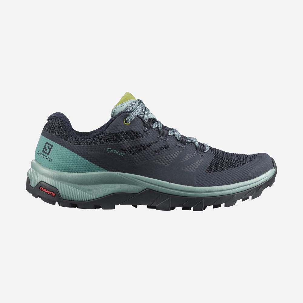 Women's Salomon Outline Gore-tex Hiking Shoes Navy/Camo | NZ-4083196